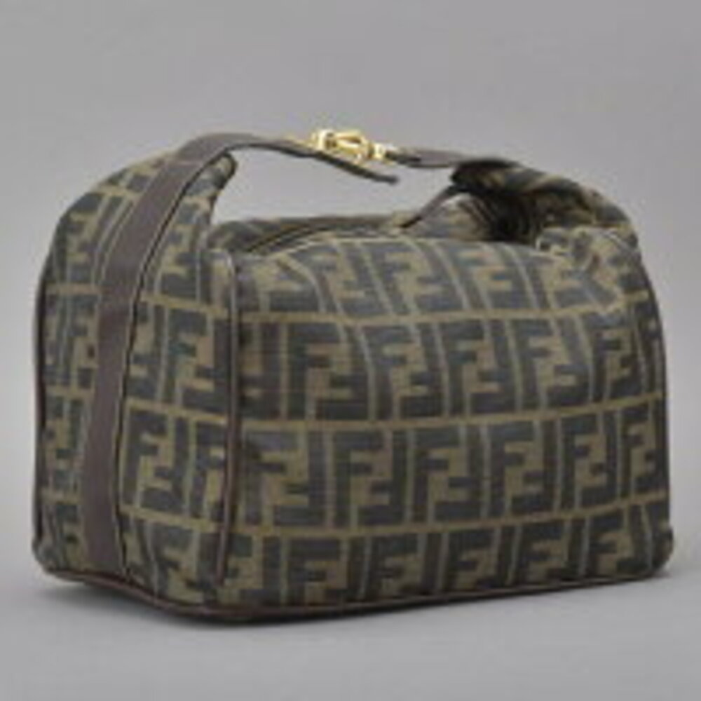 Fendi Green bag Zucca Khaki handbag vanity non jacquard brown leather